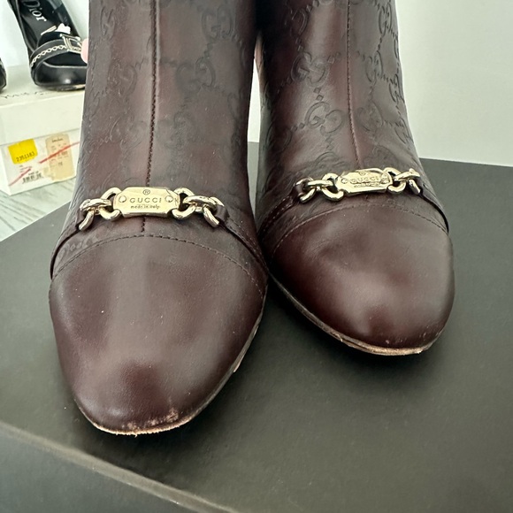 Gucci Margaux Guccissima Chocolate Ankle Booties Size 10. In Very Good Condition - Picture 4 of 12